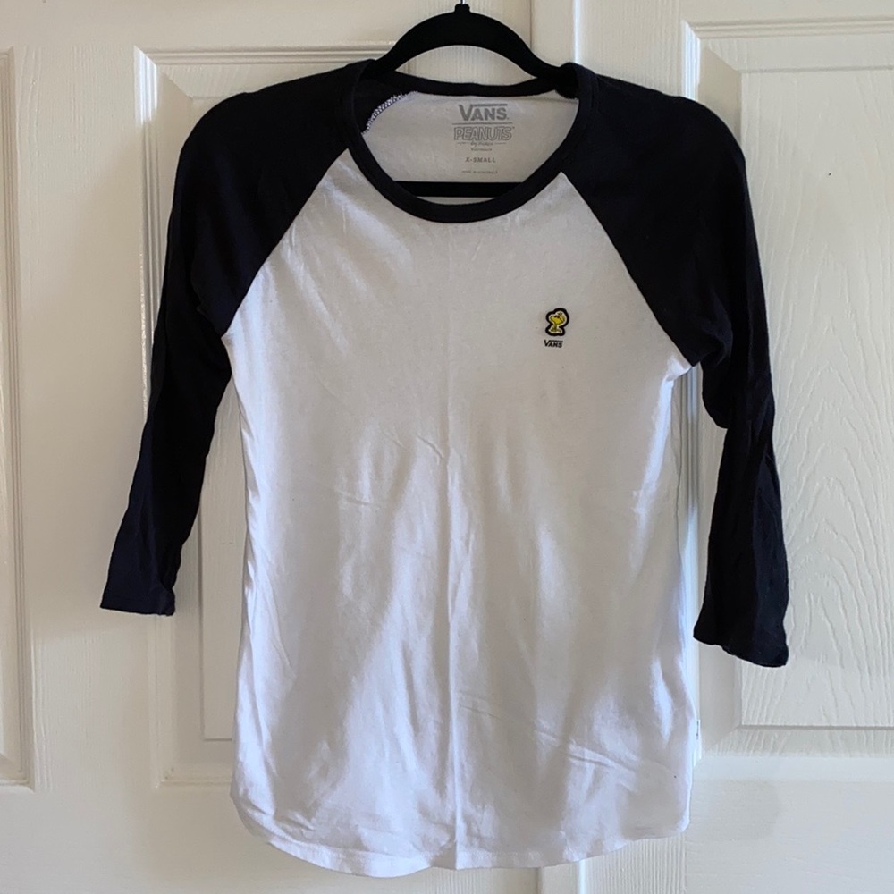NWOT Vans Black and White Special Peanuts Collection Cropped Sleeve Shirt